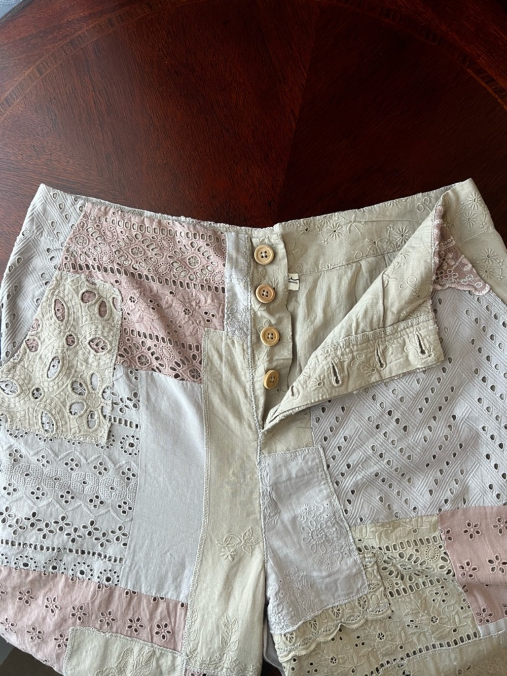 Free People’s Patchwork wide-leg boho pants, Sweet & Salty, Size 8 - Picture 4 of 11